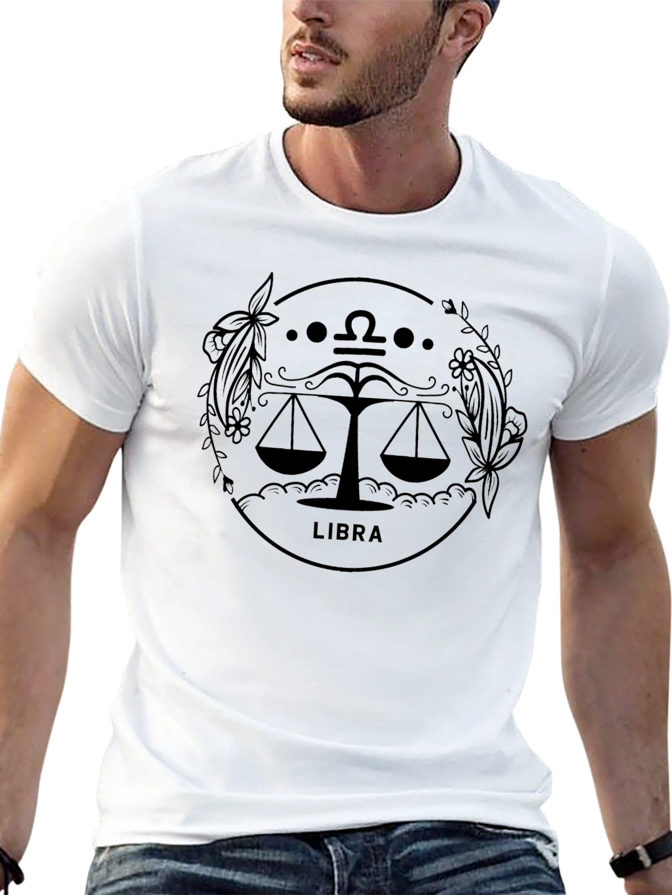 Libra Zodiac Sign Black T-Shirt