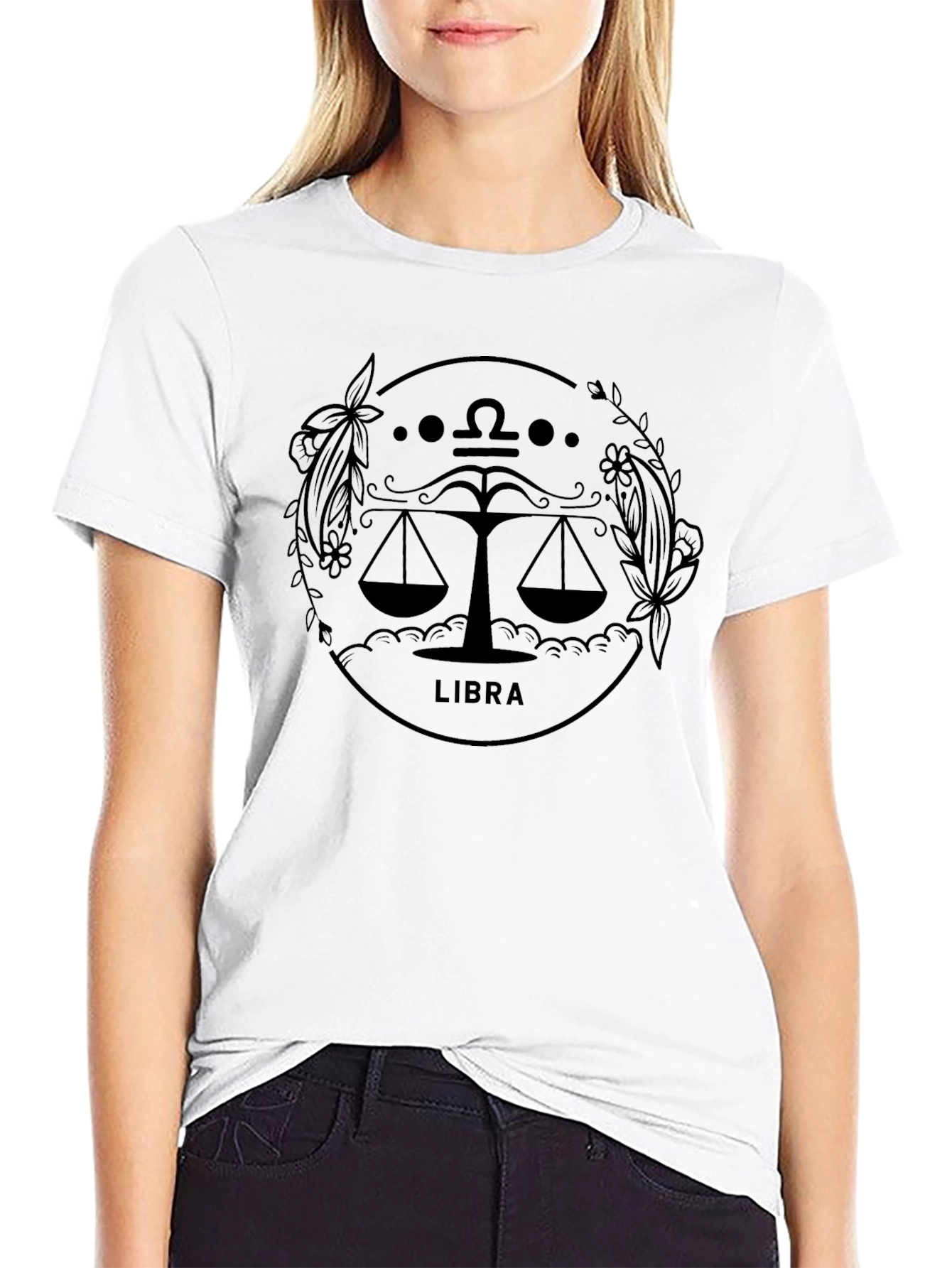 Libra Zodiac Sign Black T-Shirt