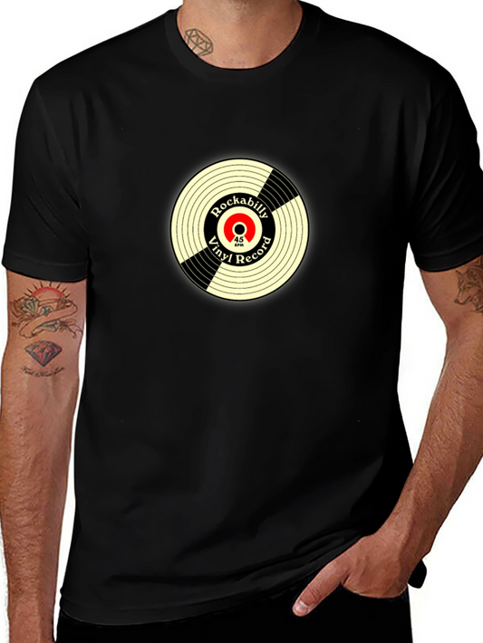 Rockabilly Vinyl Record Graphic Tee - Retro Style