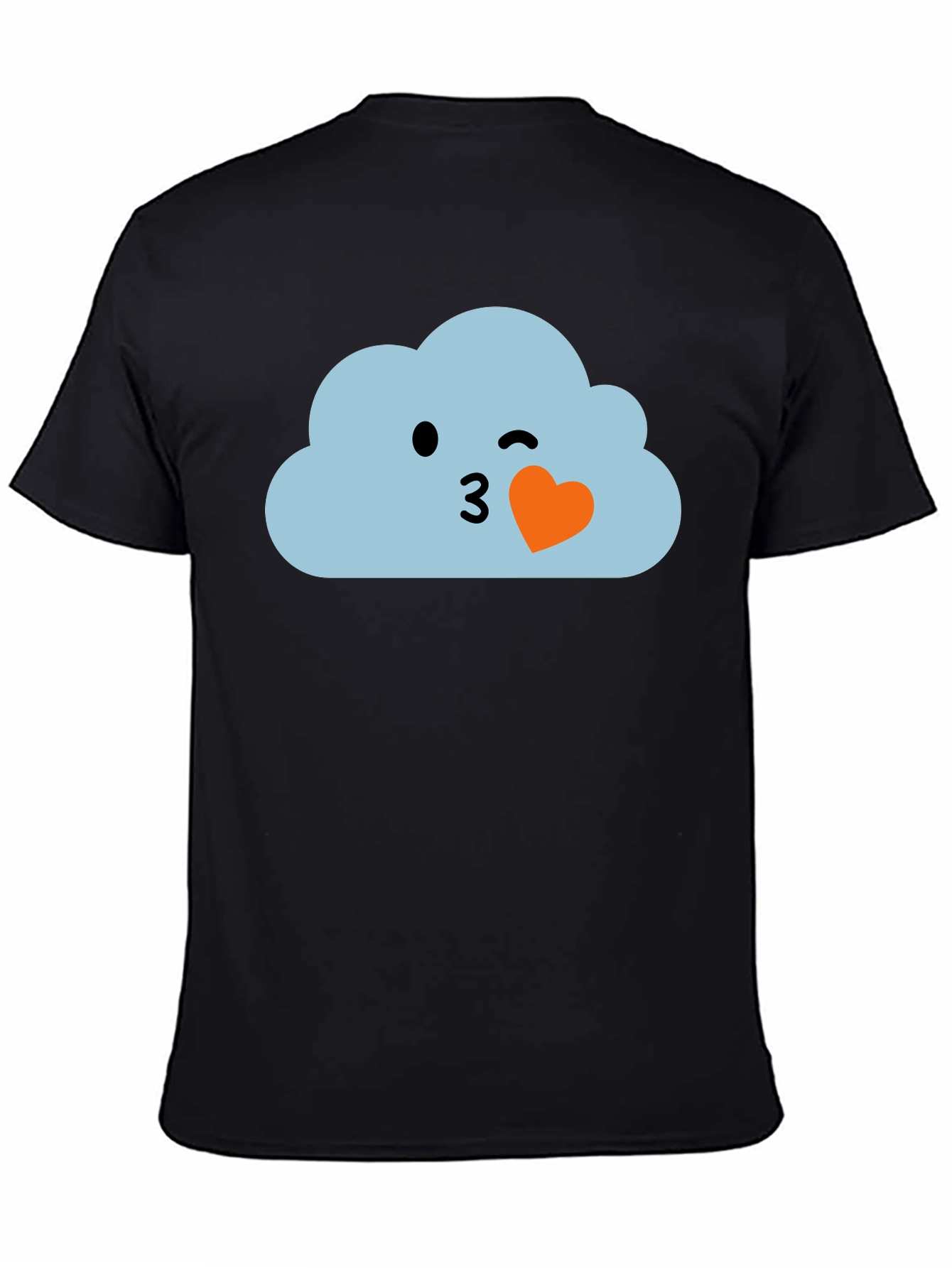 Cute Cloud Emoji Black T-Shirt