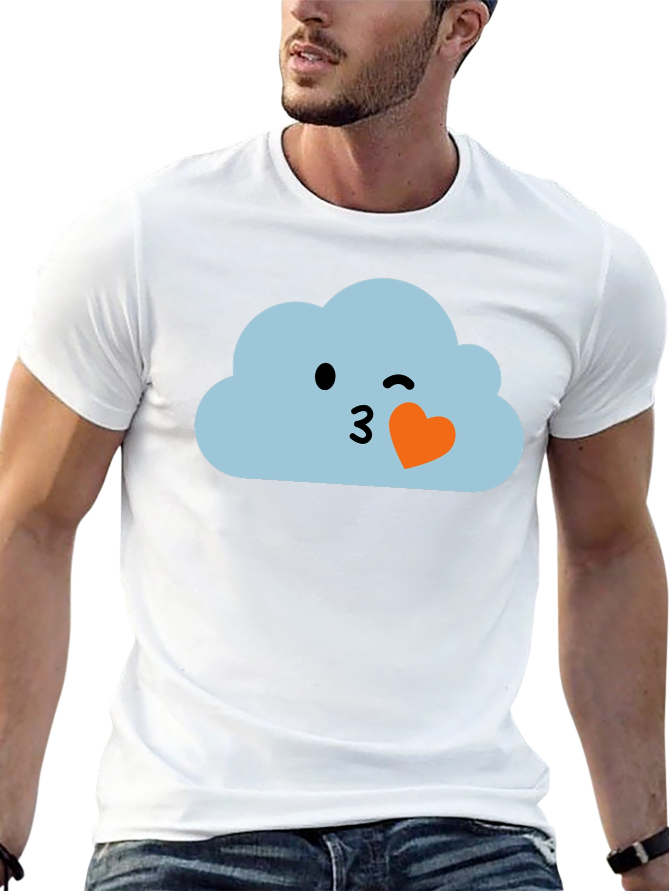 Cute Cloud Emoji Black T-Shirt