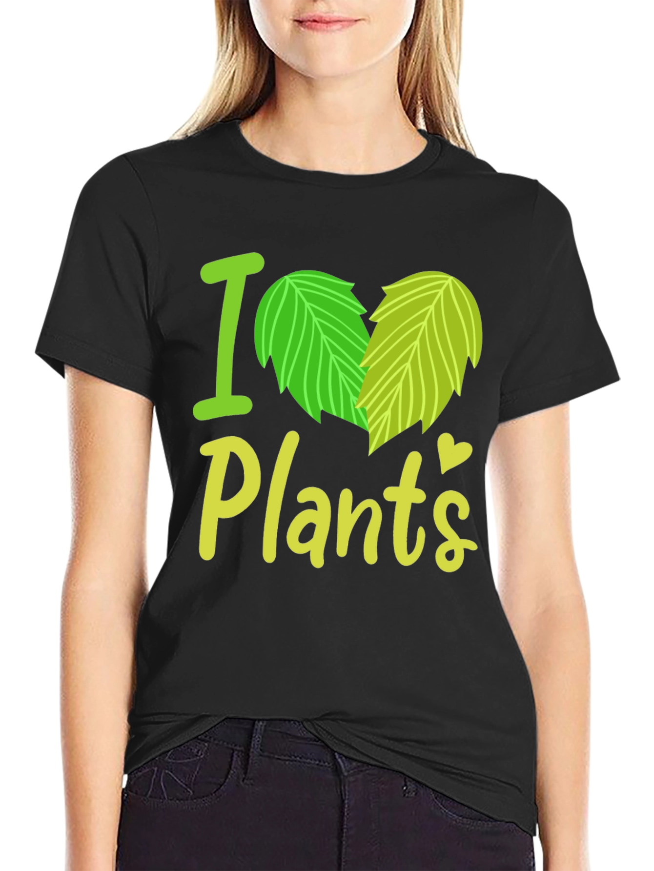 I Heart Plants Graphic Tee - Black Casual T-Shirt