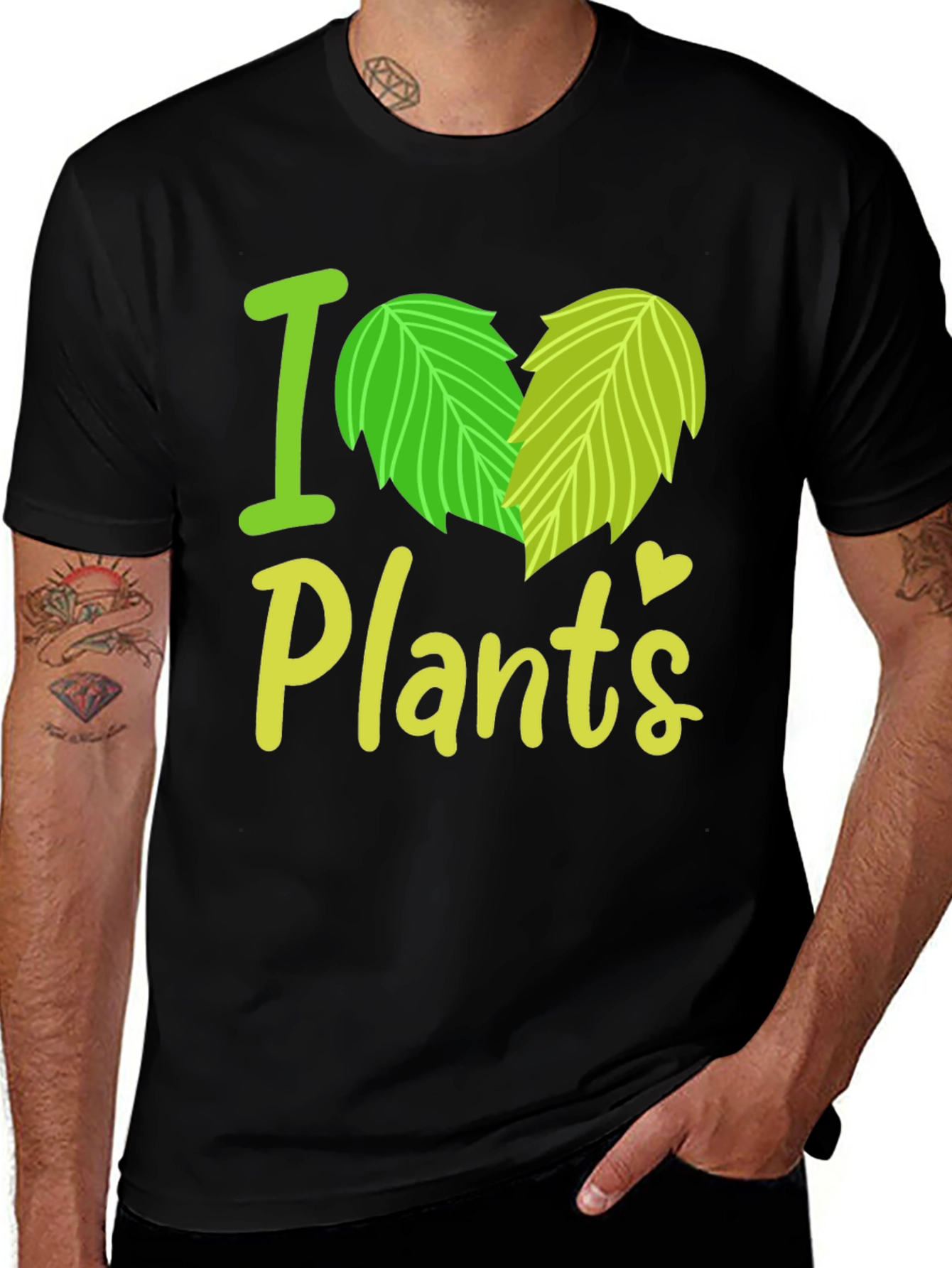 I Heart Plants Graphic Tee - Black Casual T-Shirt