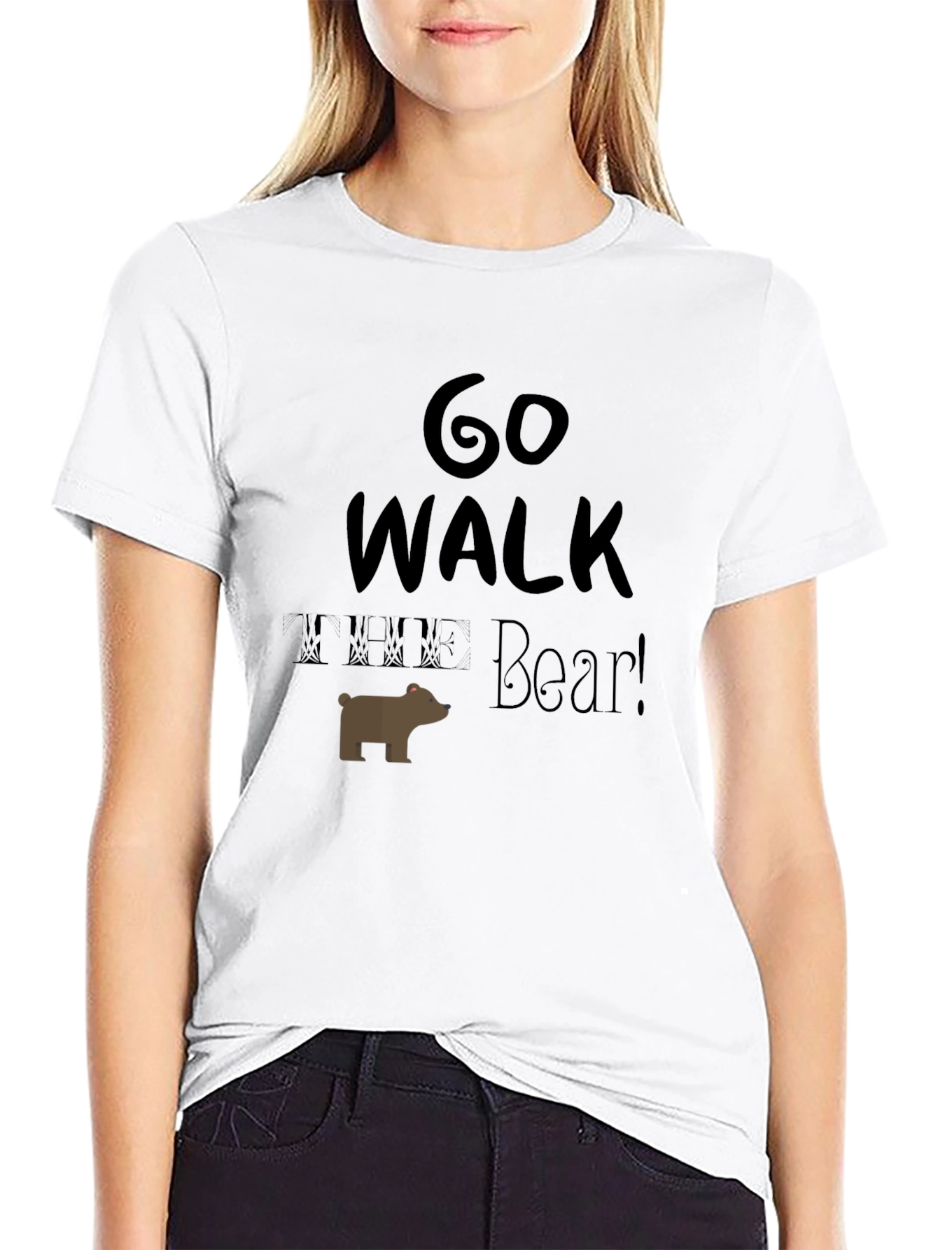 Go Walk Bear! Graphic Print Mens T-Shirt