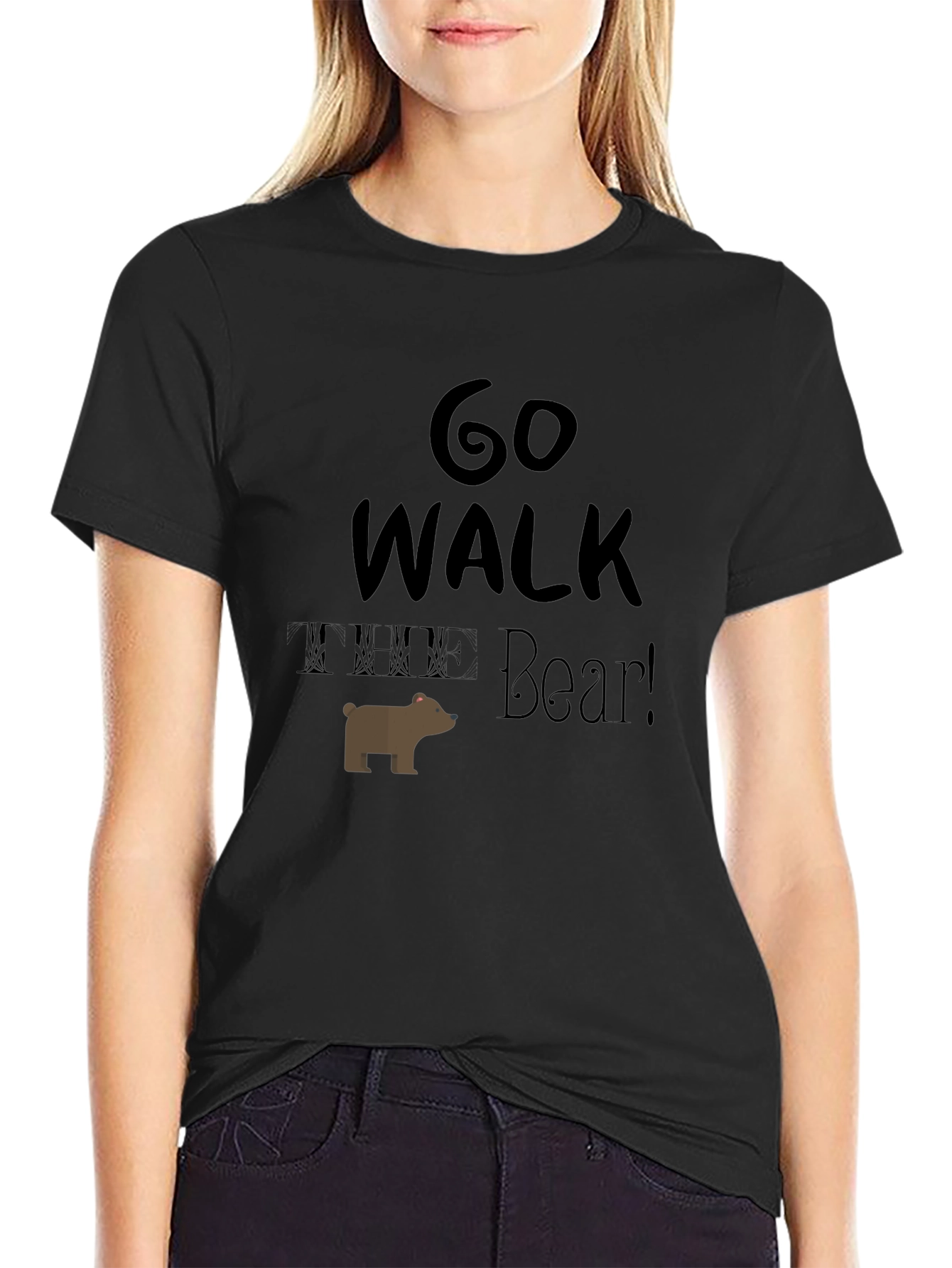 Go Walk Bear! Graphic Print Mens T-Shirt