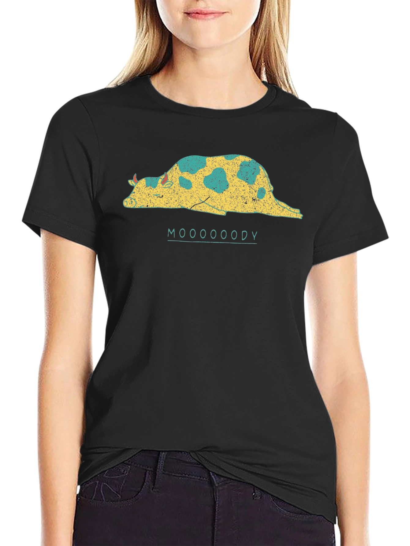 Mooooody Graphic Tee - Lazy Cow T-Shirt