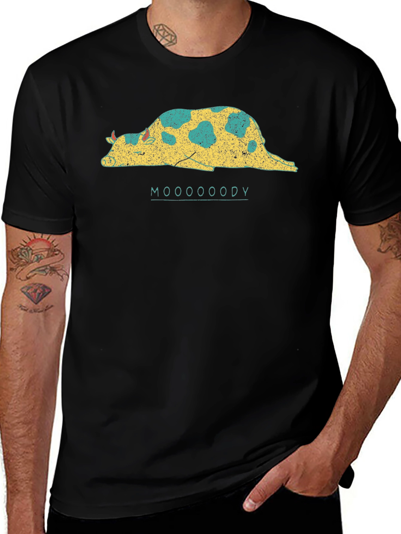 Mooooody Graphic Tee - Lazy Cow T-Shirt