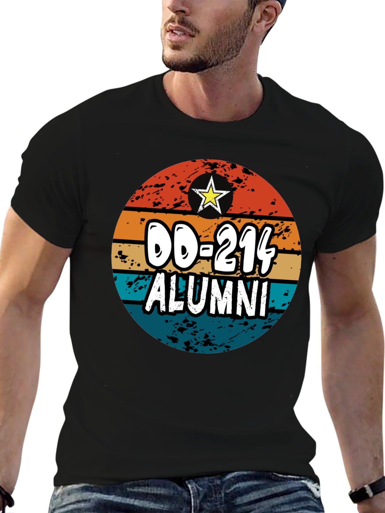 DD-214 Alumni T-Shirt - Retro Sunset Design