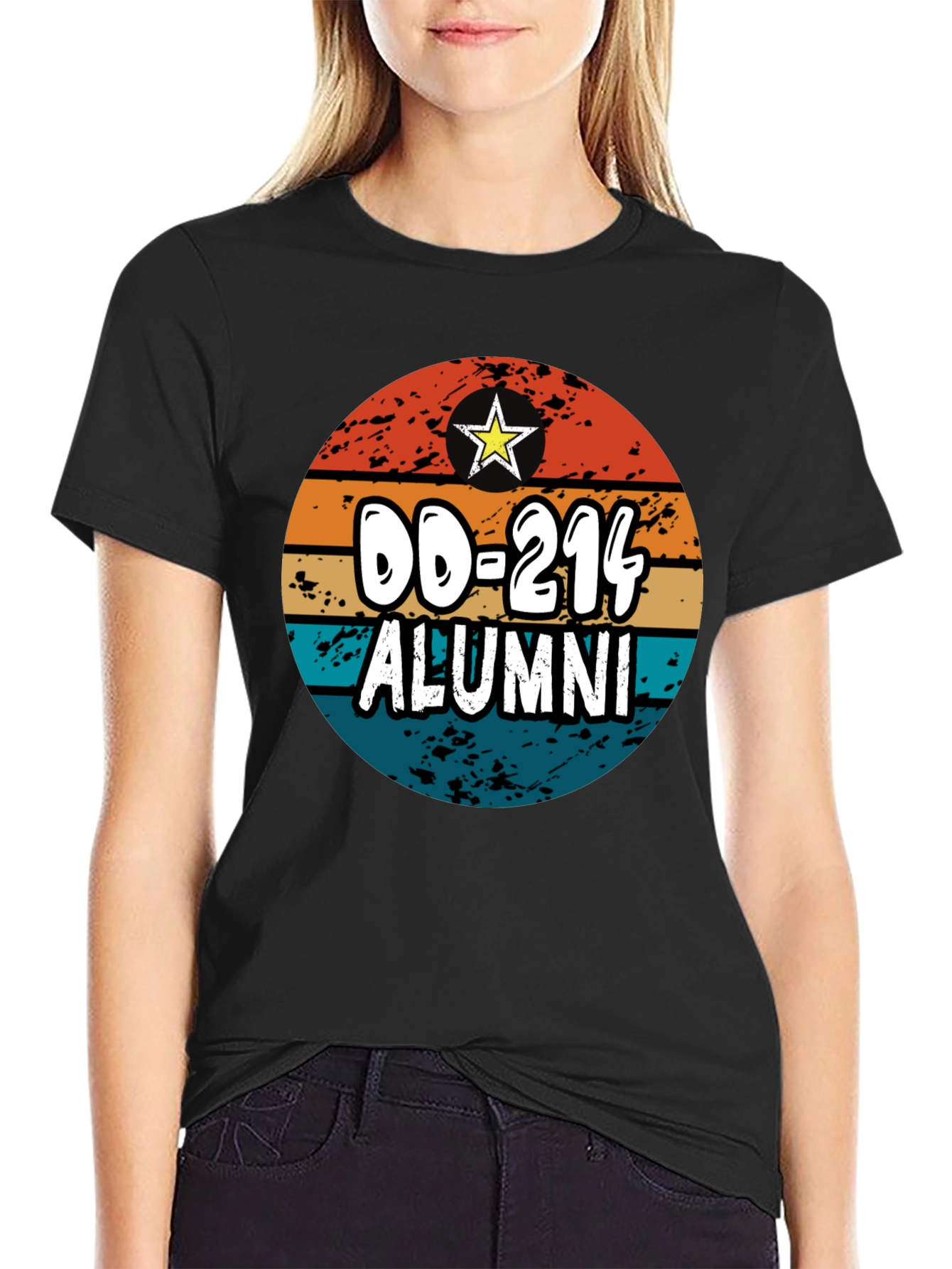 DD-214 Alumni T-Shirt - Retro Sunset Design