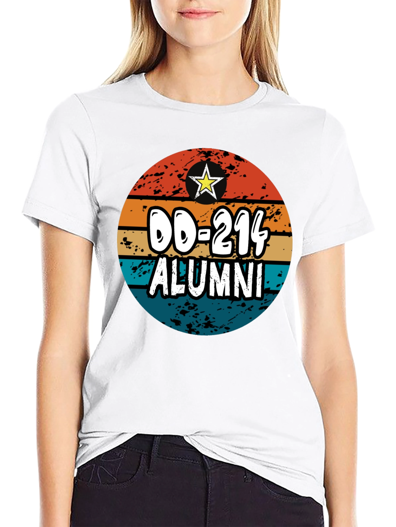 DD-214 Alumni T-Shirt - Retro Sunset Design