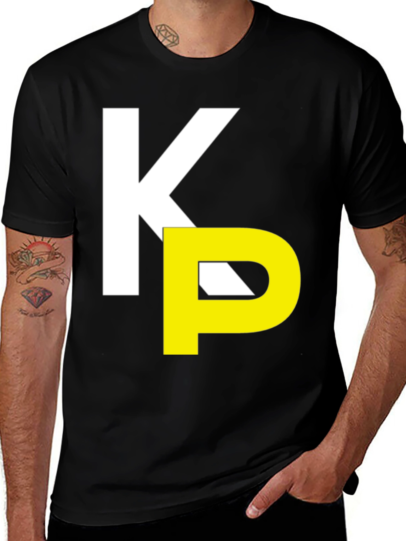 Stylish KP Initial Graphic Tee - Black