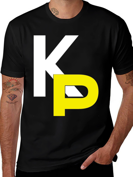 Stylish KP Initial Graphic Tee - Black
