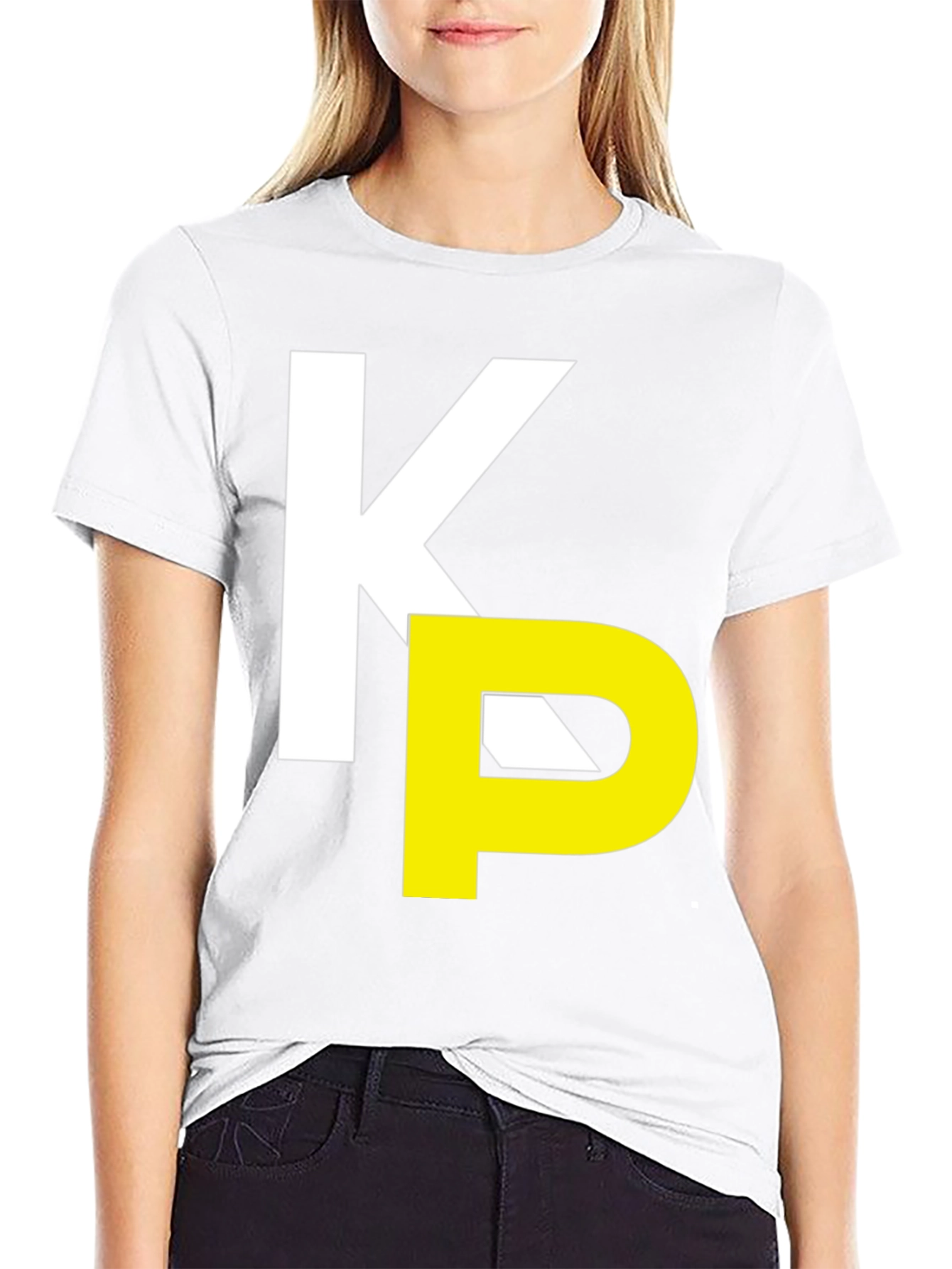 Stylish KP Initial Graphic Tee - Black