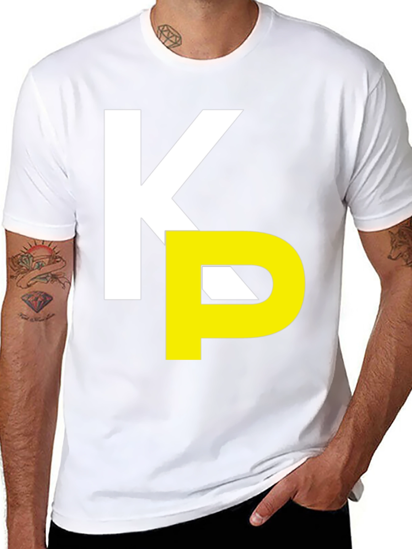 Stylish KP Initial Graphic Tee - Black