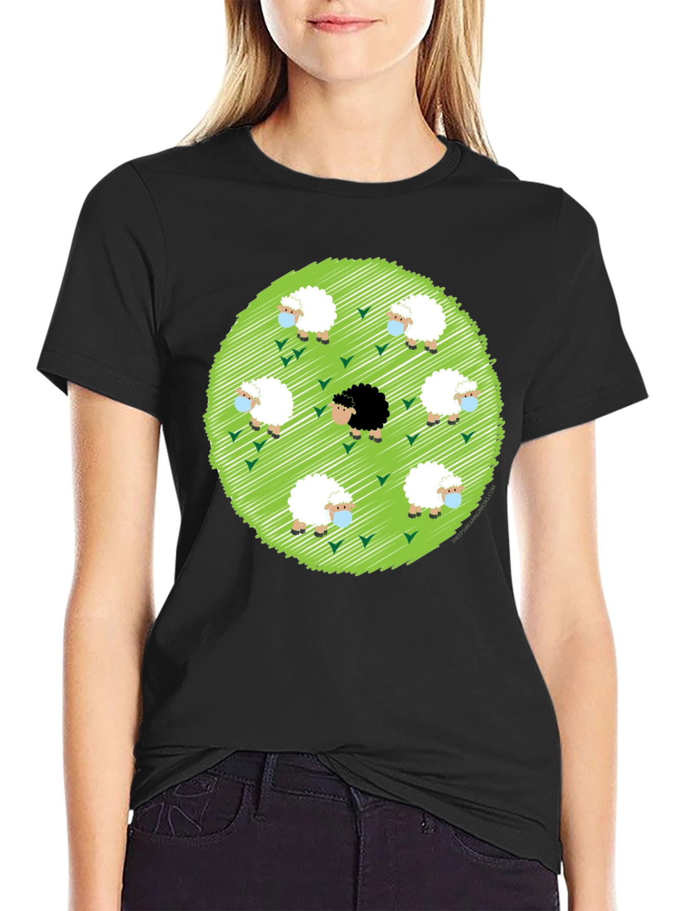 Quirky Sheep Graphic T-Shirt - Black Cotton Tee