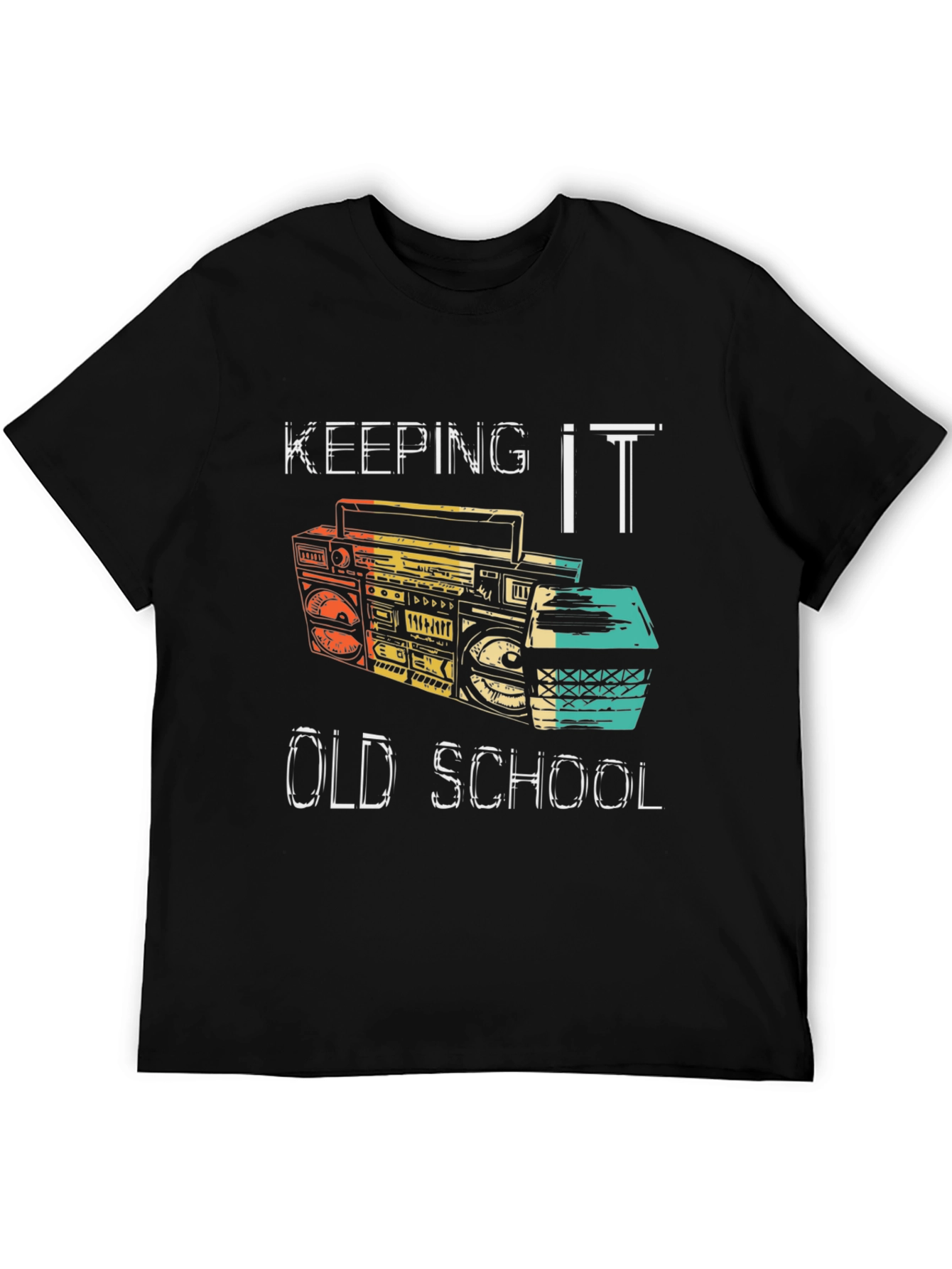 Keeping it Old School Retro Boombox Black T-Shirt