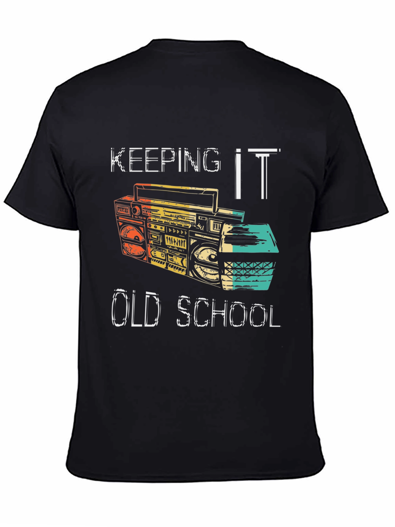 Keeping it Old School Retro Boombox Black T-Shirt