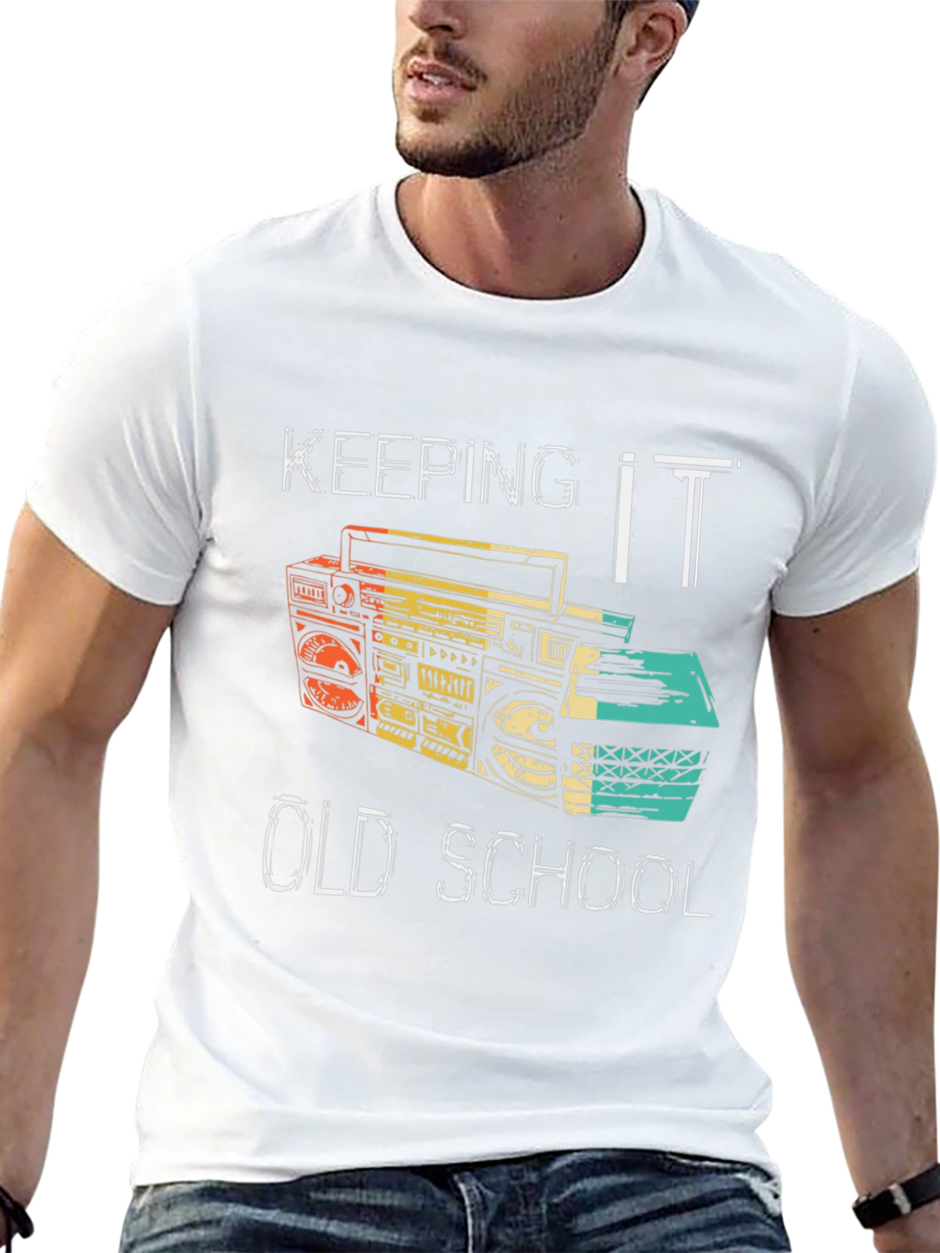 Keeping it Old School Retro Boombox Black T-Shirt