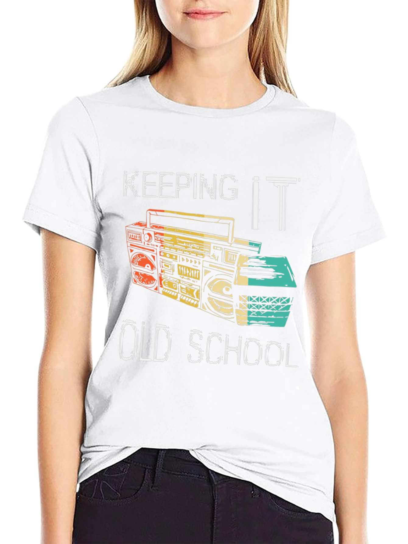 Keeping it Old School Retro Boombox Black T-Shirt