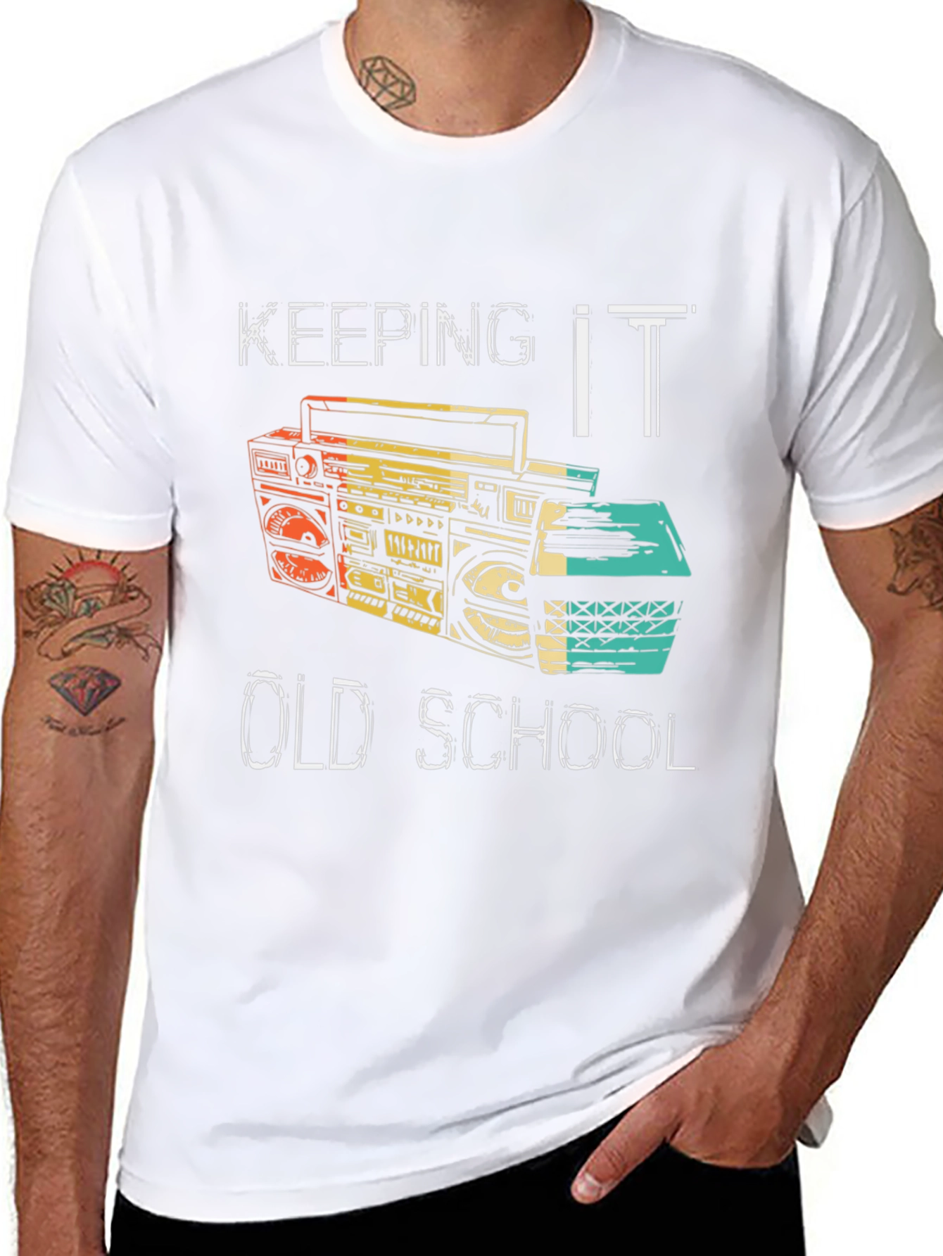 Keeping it Old School Retro Boombox Black T-Shirt