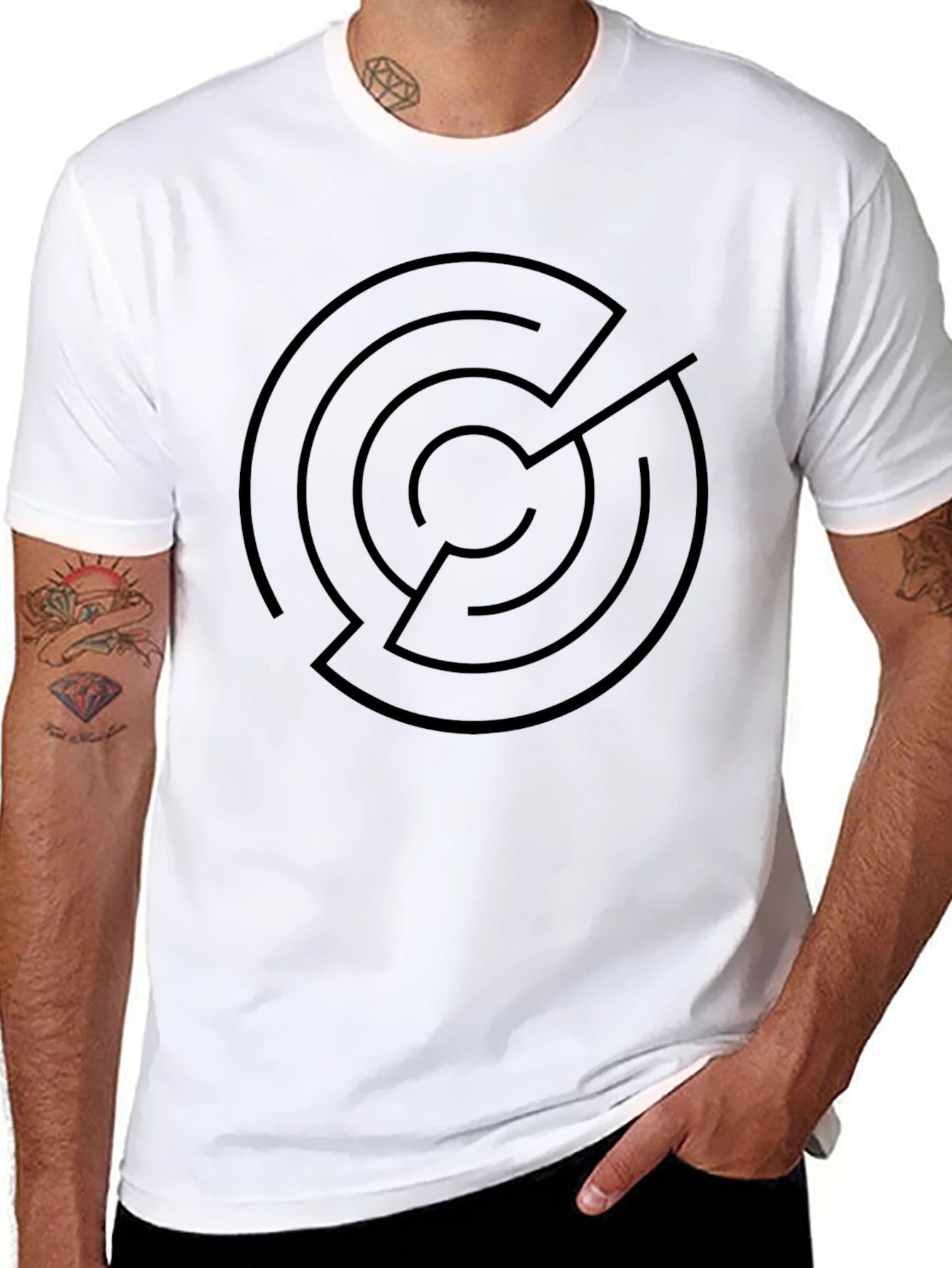 Black Labyrinth Graphic Tee - Minimalist Design