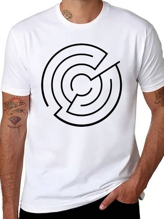 Black Labyrinth Graphic Tee - Minimalist Design