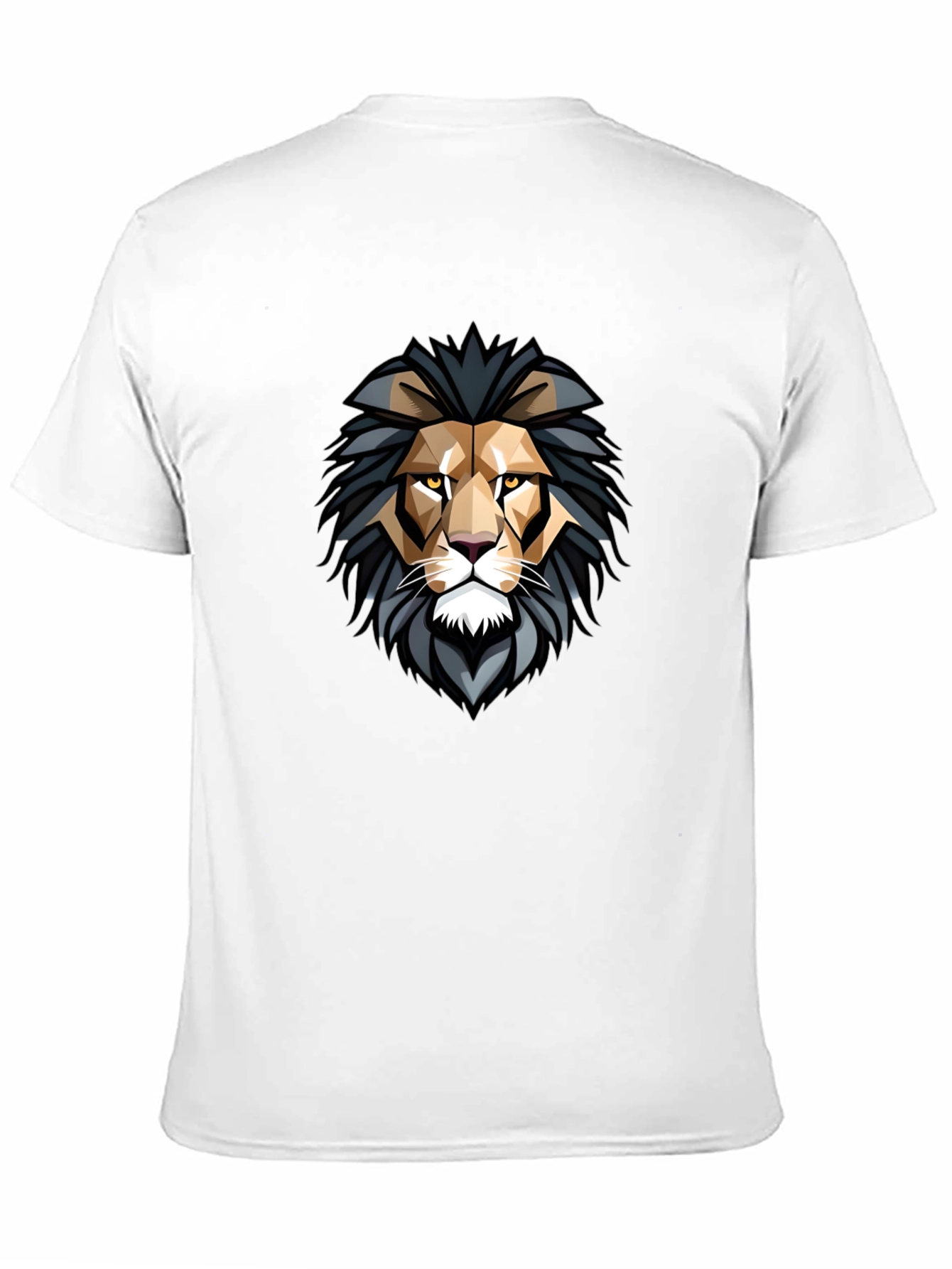 Geometric Lion Head Graphic Black T-Shirt