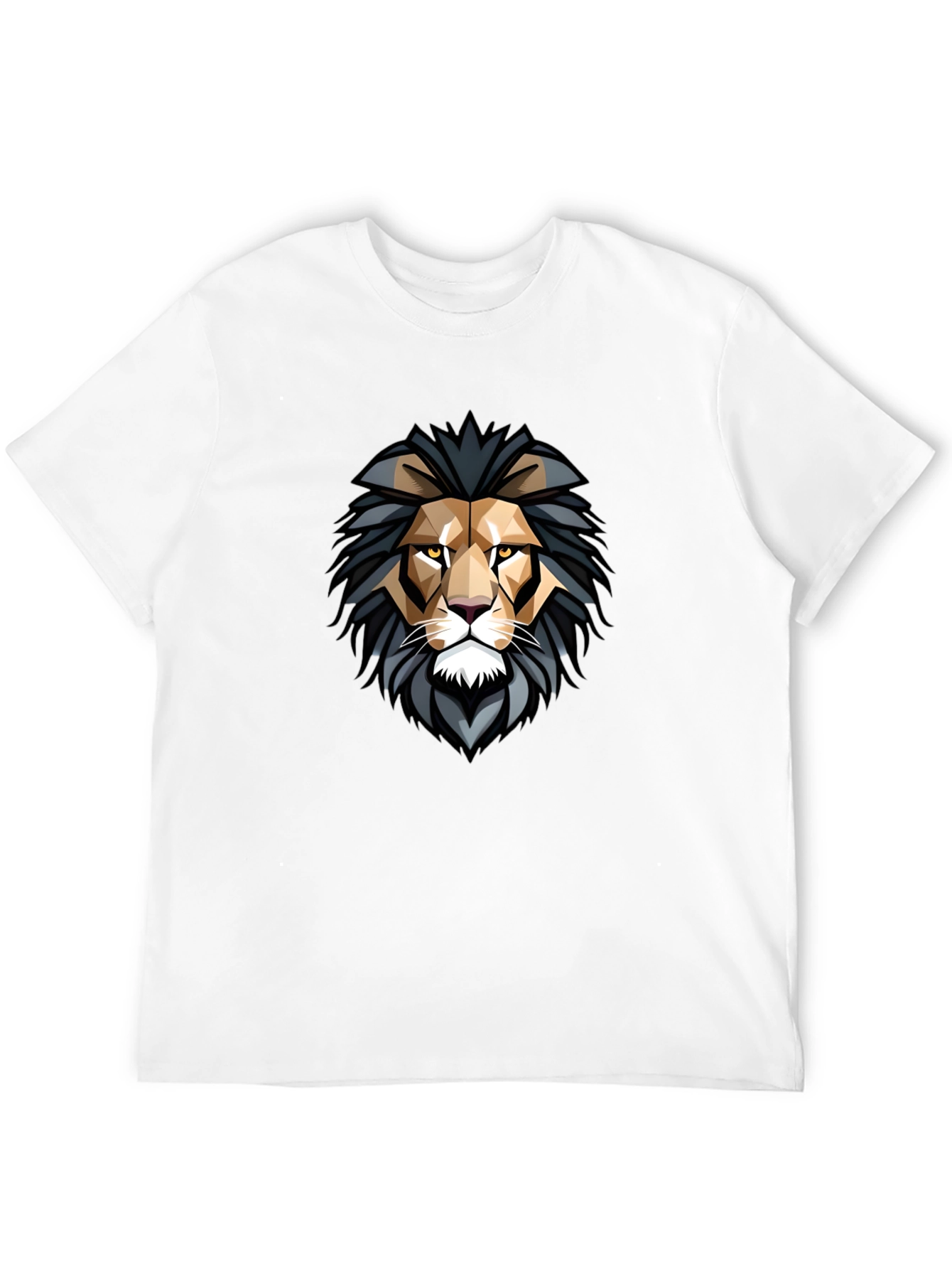 Geometric Lion Head Graphic Black T-Shirt