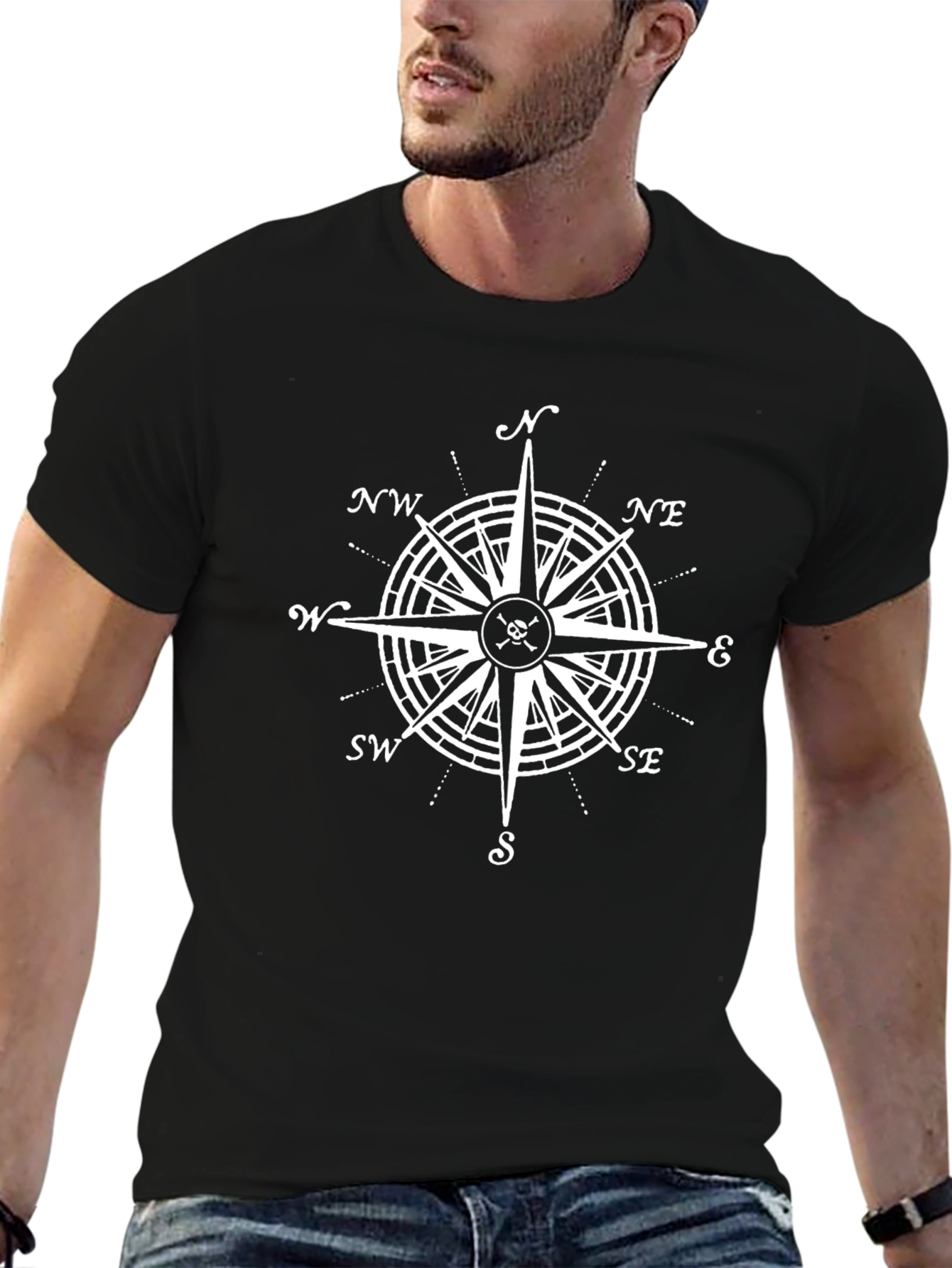 Compass Rose Graphic T-Shirt - Pirate Nautical Style