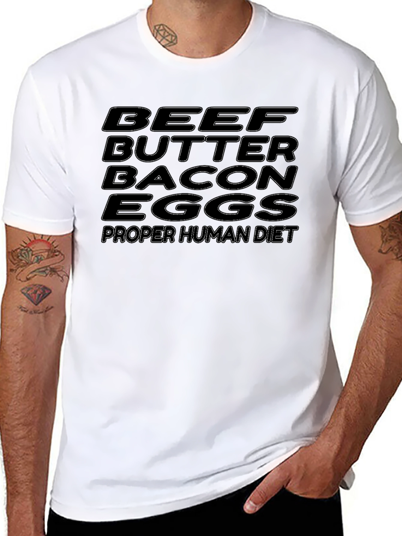 Beef Butter Bacon Eggs Diet Black T-Shirt