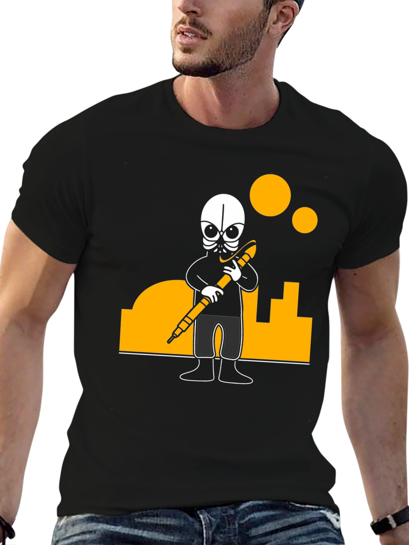 Urban Explorer Graphic Tee - Black Cotton Blend