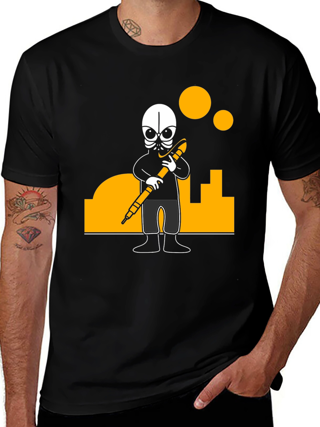 Urban Explorer Graphic Tee - Black Cotton Blend