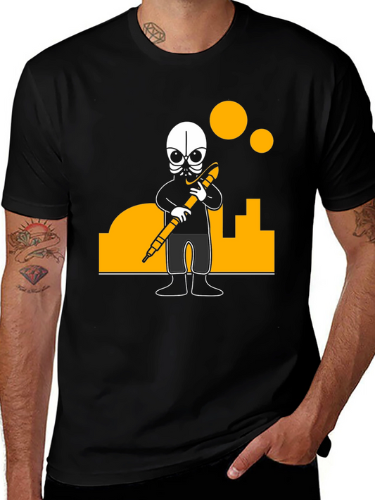 Urban Explorer Graphic Tee - Black Cotton Blend