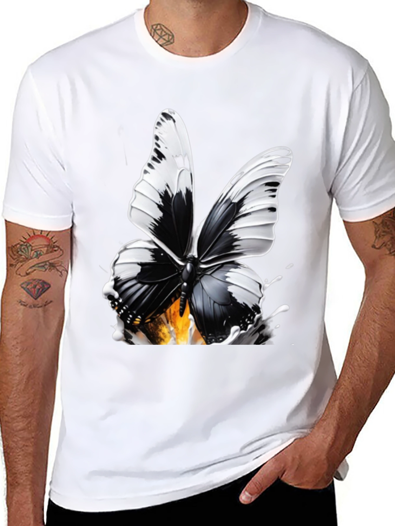 Butterfly Graphic Print T-Shirt - Stylish Black Tee