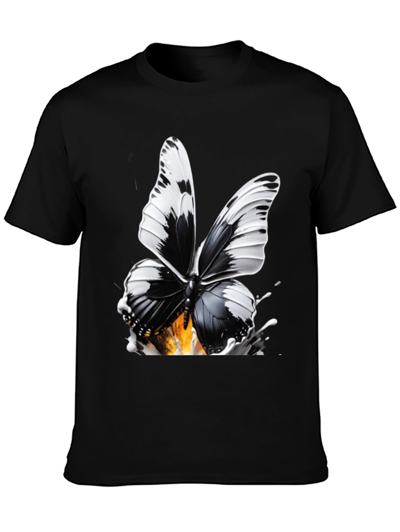 Butterfly Graphic Print T-Shirt - Stylish Black Tee