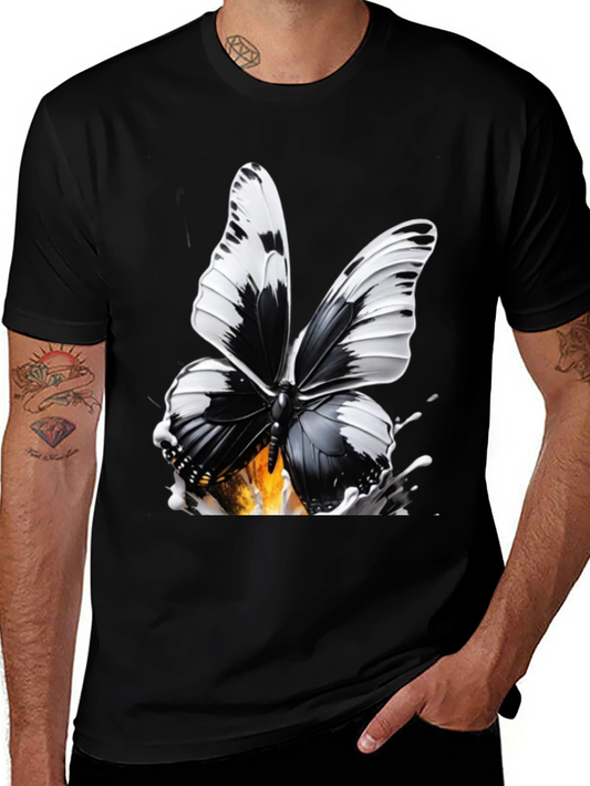 Butterfly Graphic Print T-Shirt - Stylish Black Tee