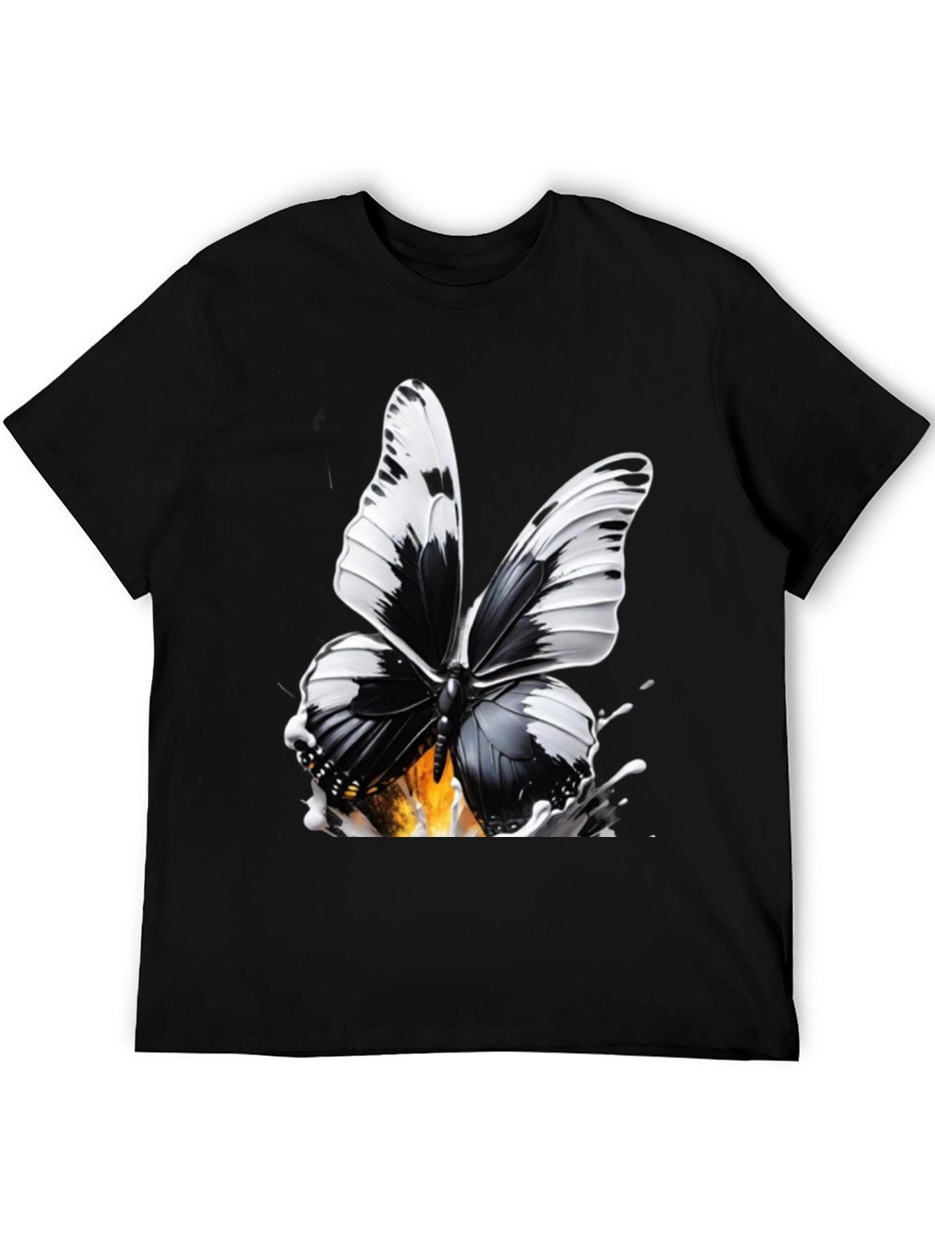 Butterfly Graphic Print T-Shirt - Stylish Black Tee
