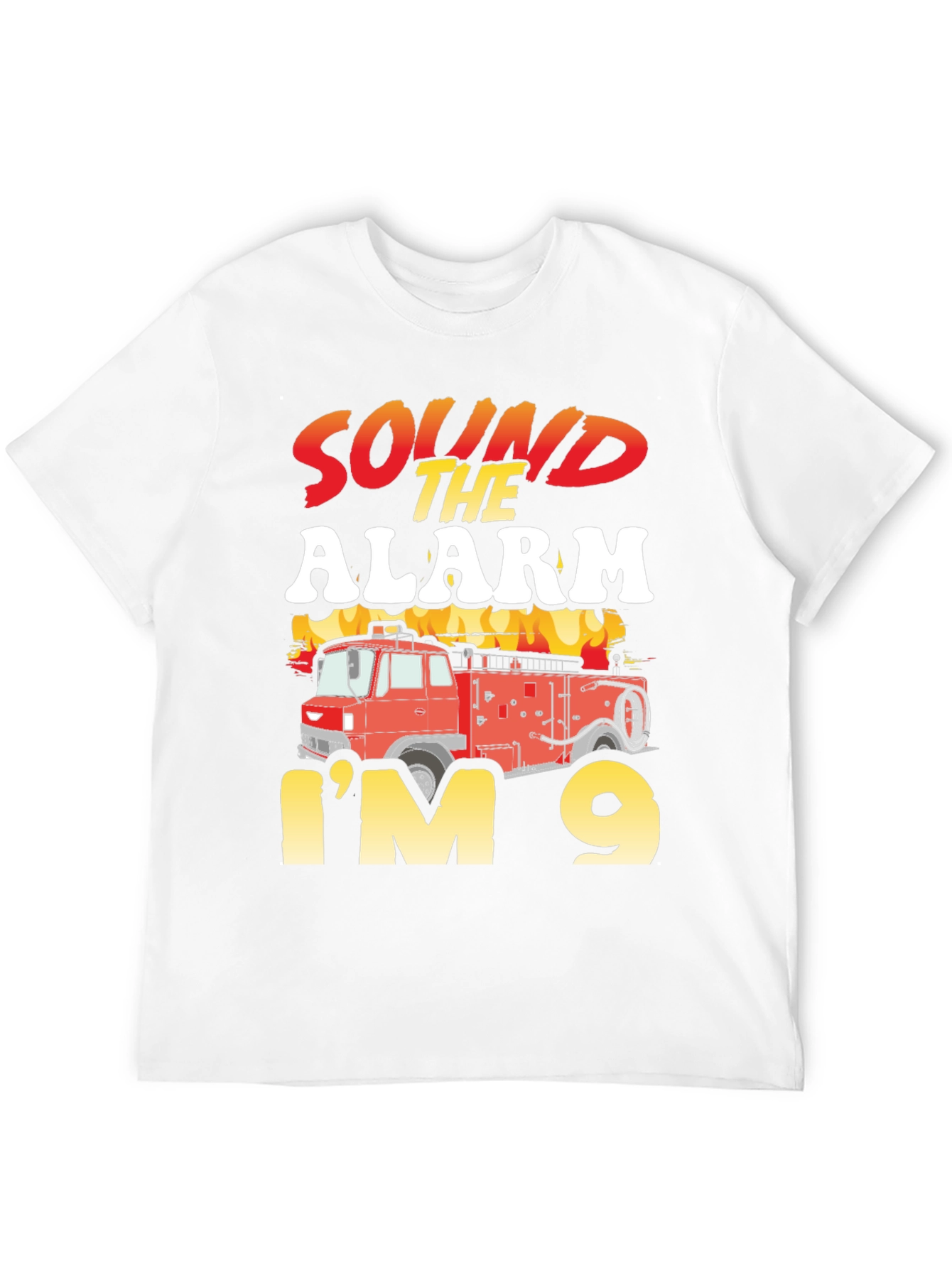 Sound the Alarm Im 9 Fire Truck Birthday Shirt