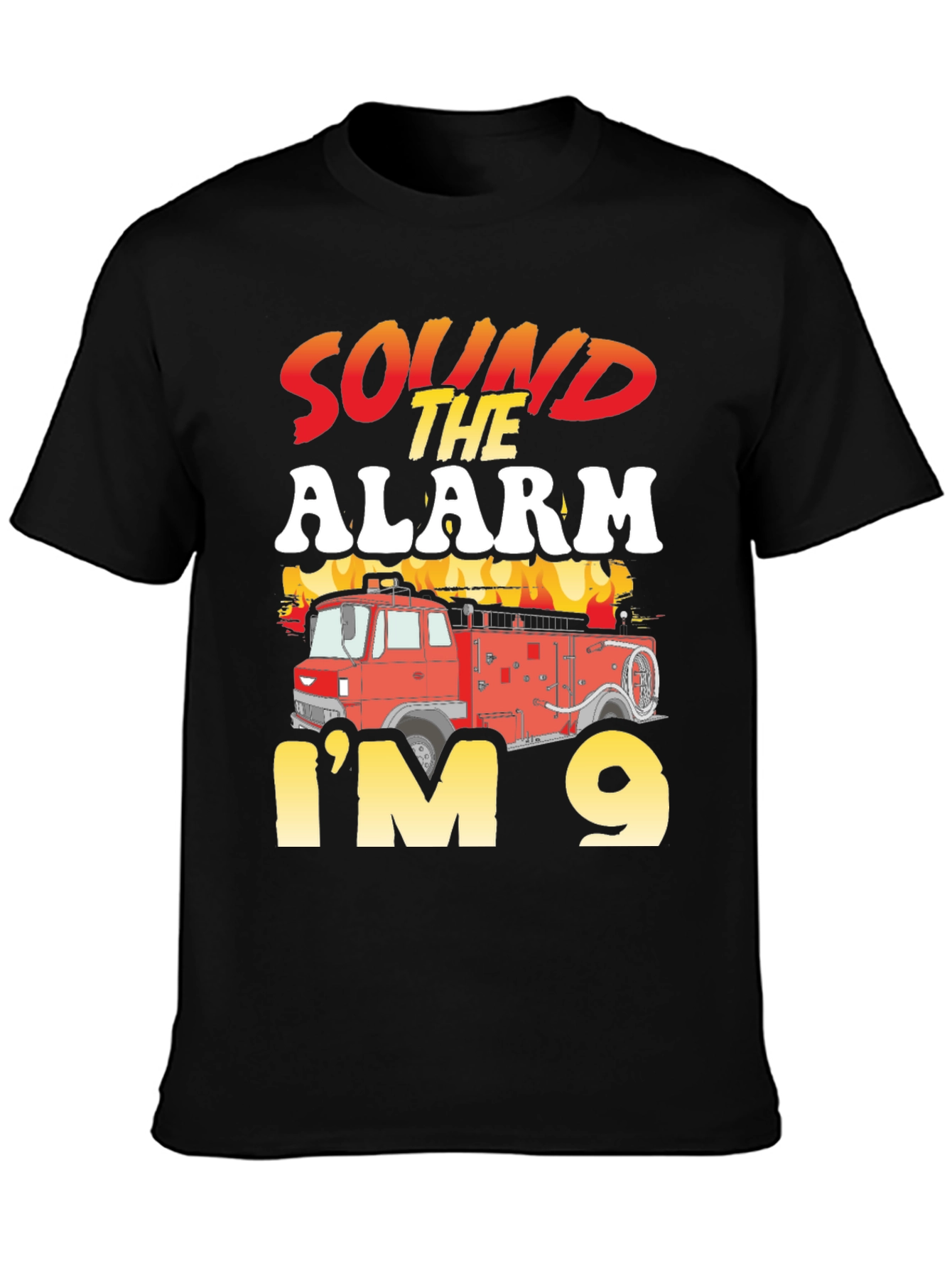 Sound the Alarm Im 9 Fire Truck Birthday Shirt