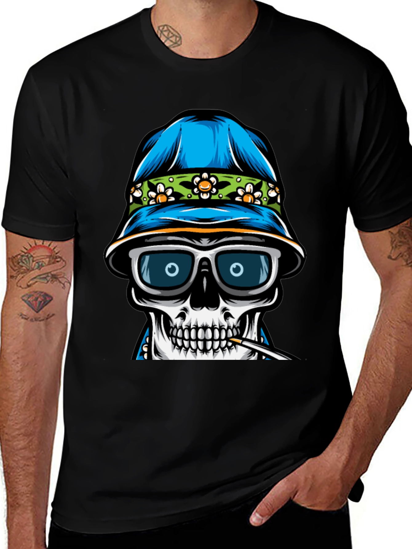 Cool Skull Graphic Tee - Mens Black T-Shirt