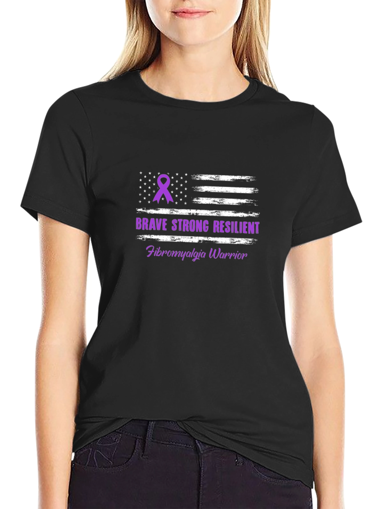 Brave Strong Resilient Fibromyalgia Awareness Warrior T-Shirt
