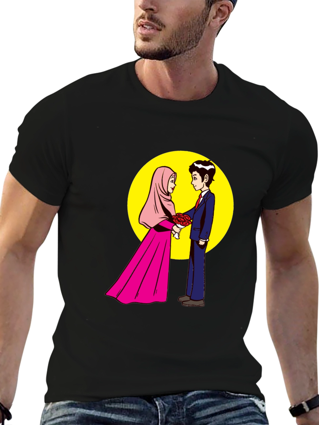 Romantic Muslim Couple Graphic T-Shirt