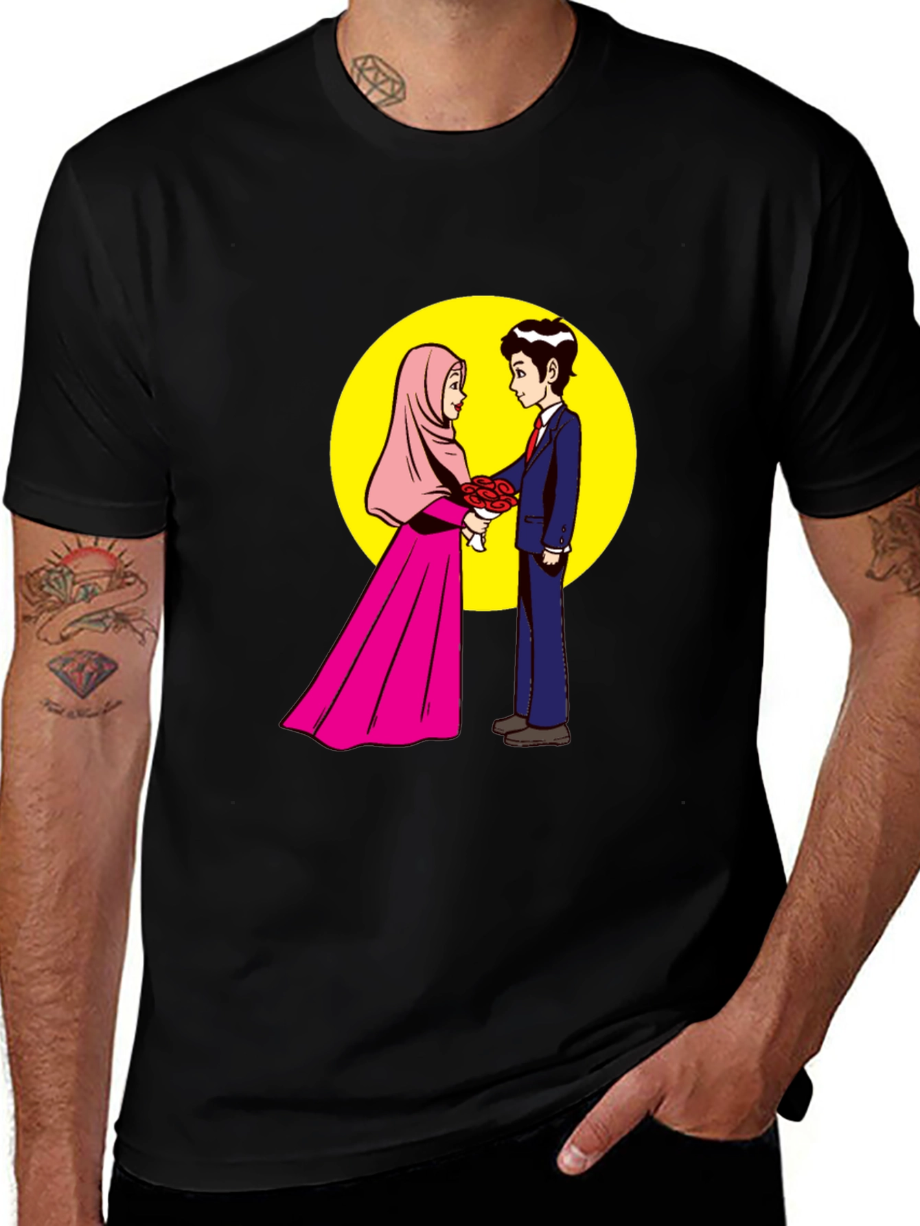 Romantic Muslim Couple Graphic T-Shirt