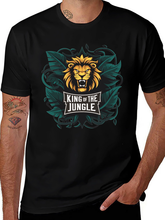 King of the Jungle Lion Graphic Black T-Shirt