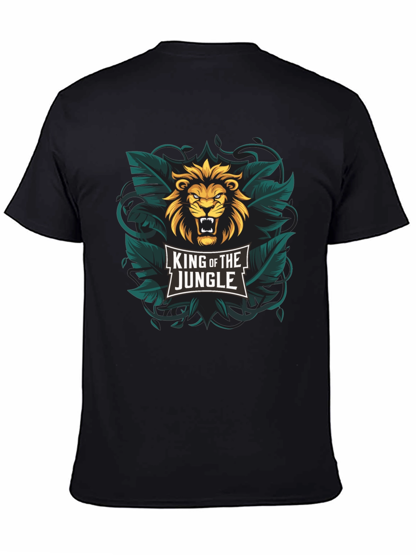 King of the Jungle Lion Graphic Black T-Shirt