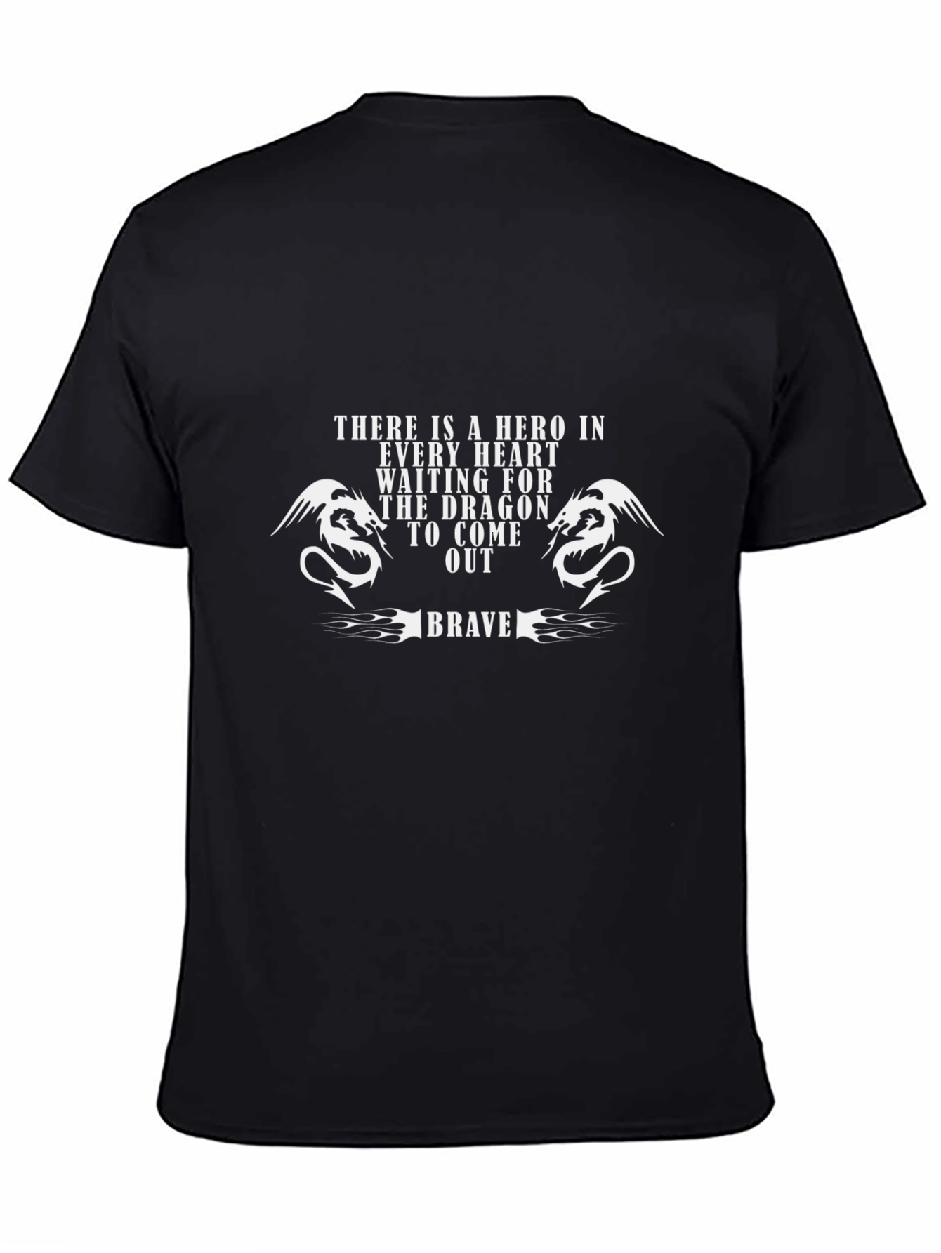 Brave Dragon Hero Graphic T-Shirt - Black