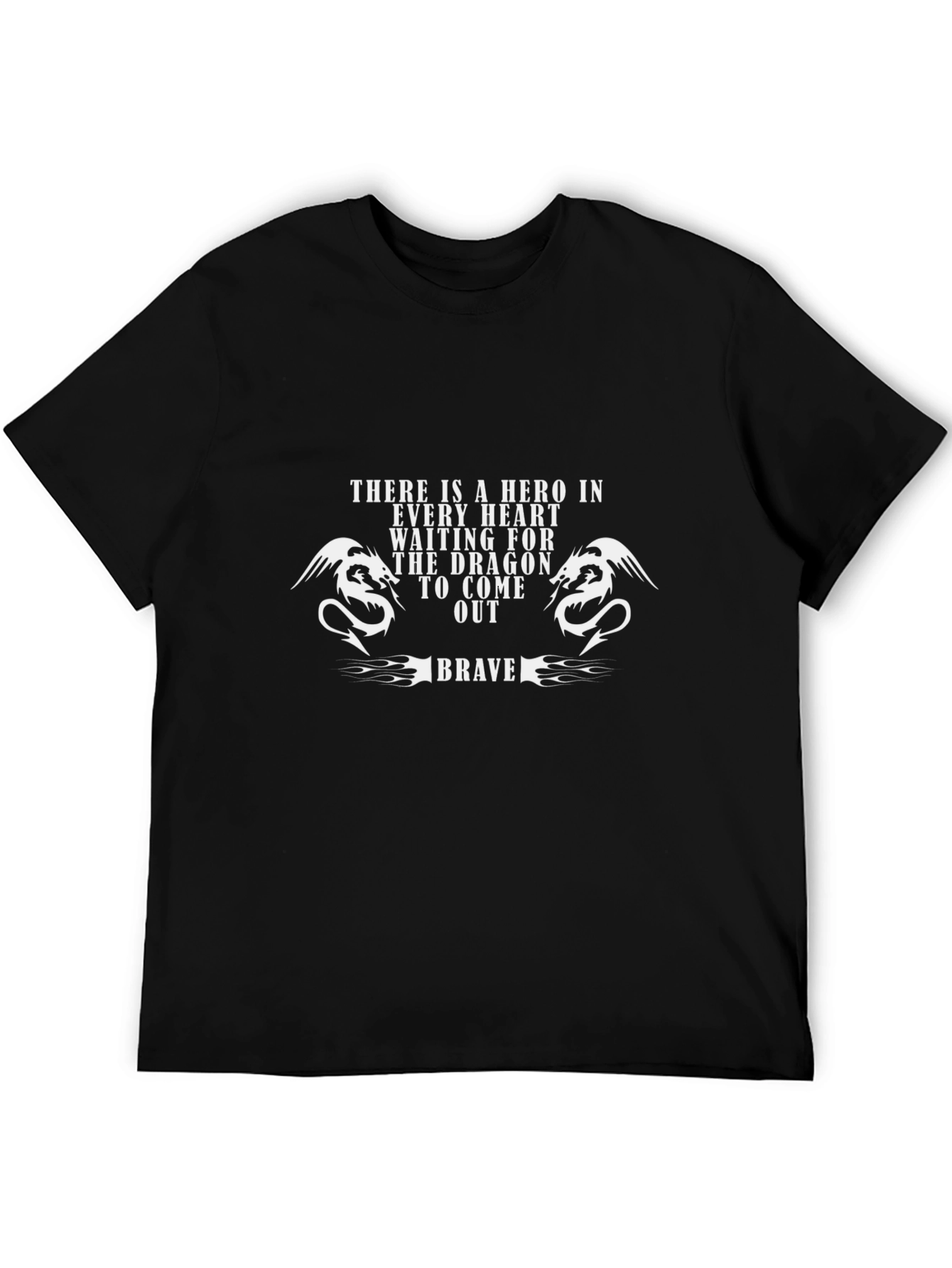 Brave Dragon Hero Graphic T-Shirt - Black