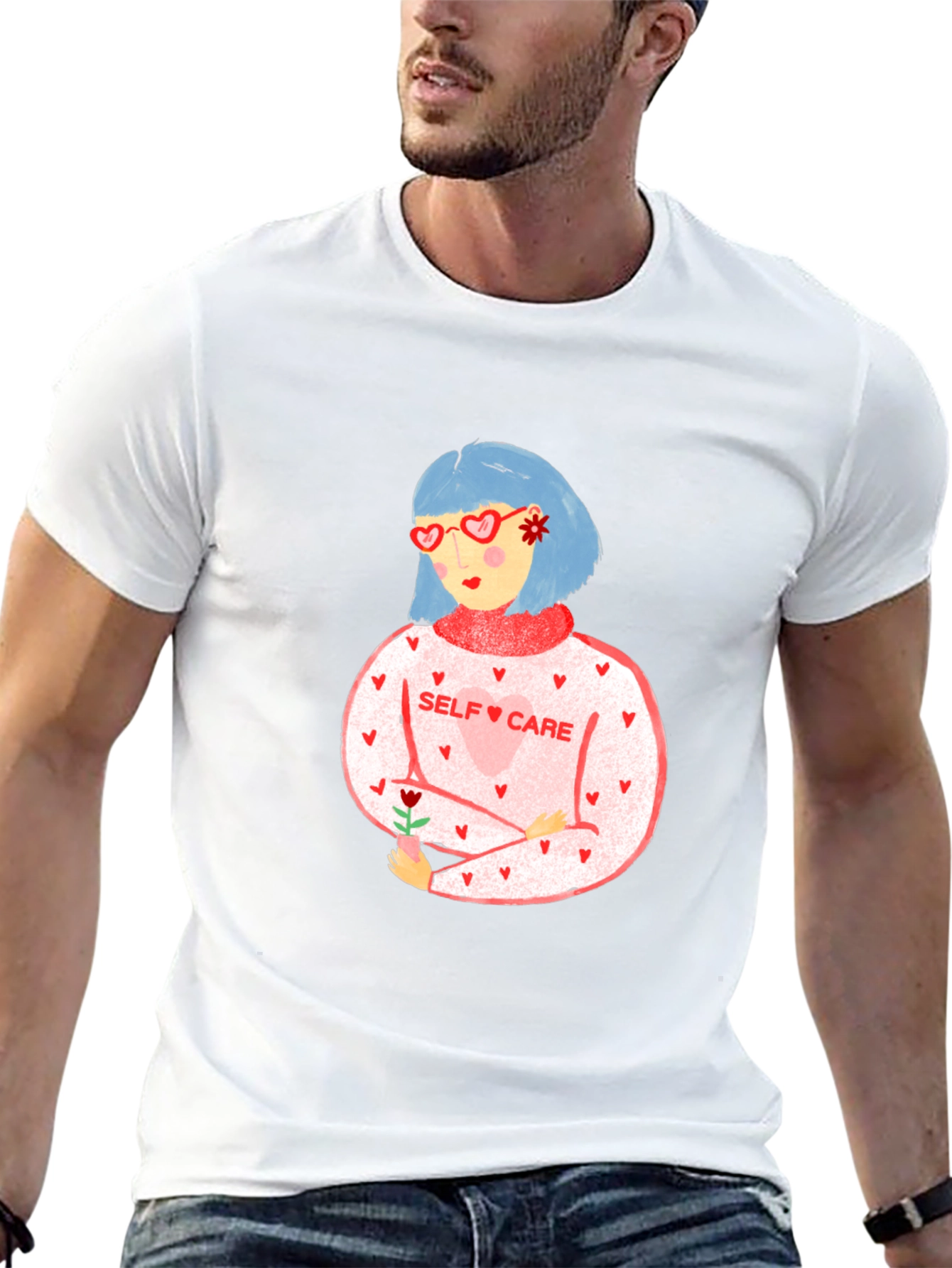 Self Care Heart Glasses Graphic Tee