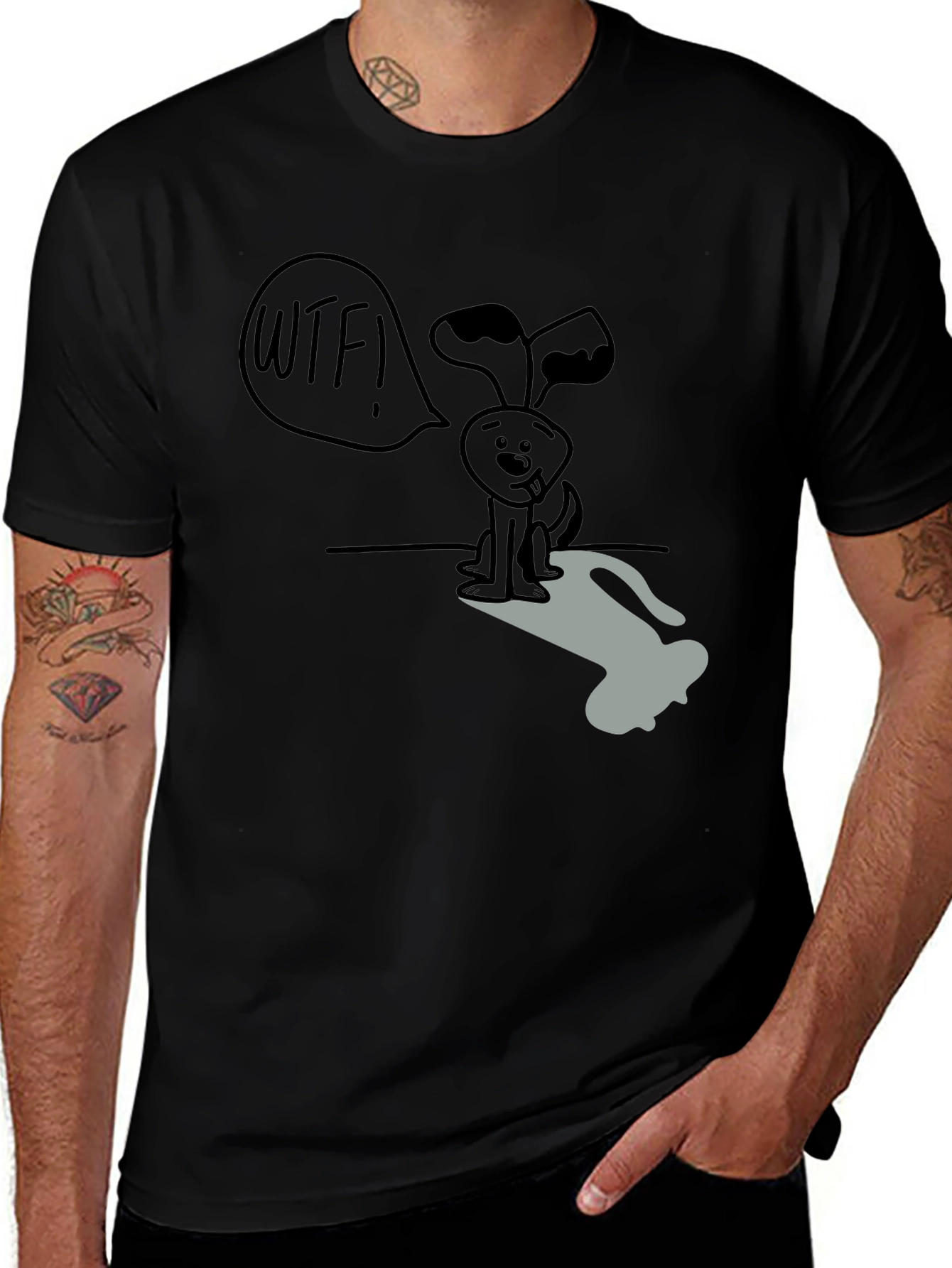 WTF Dog Graphic T-Shirt - Humor Tee