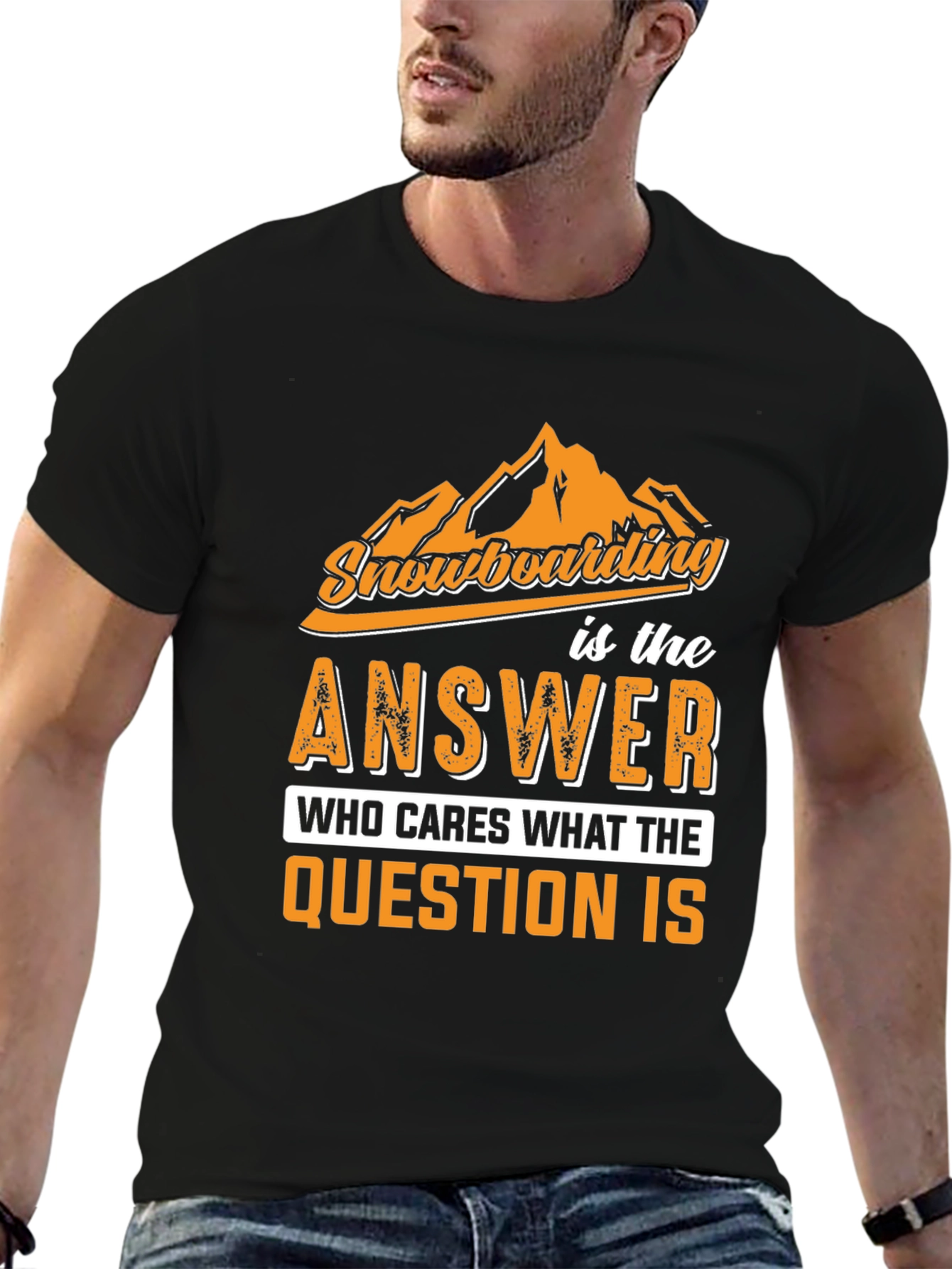 Snowboarding Answer Graphic Tee - Black
